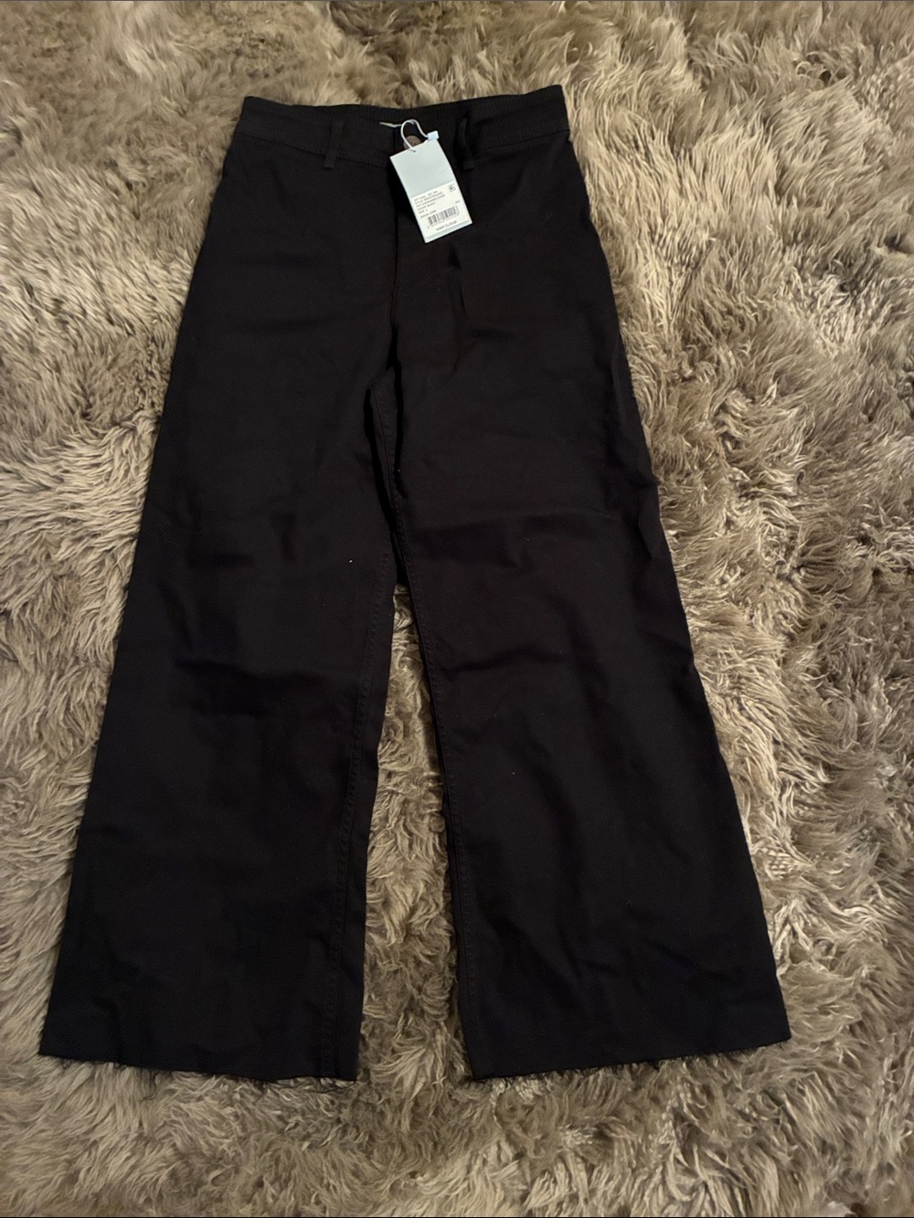 NWT ANTONIO MELANI Black Wide-Leg Alexandra Chino High-Rise Pants, size 4